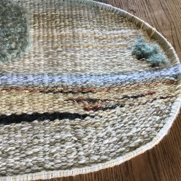 Vintage 70's Handmade Woven Fiber Hanging Wall Art Tree of Life Scene - Picture 6 of 9